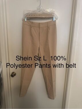 SHEIN Men's Tan Dress Pants with Belt